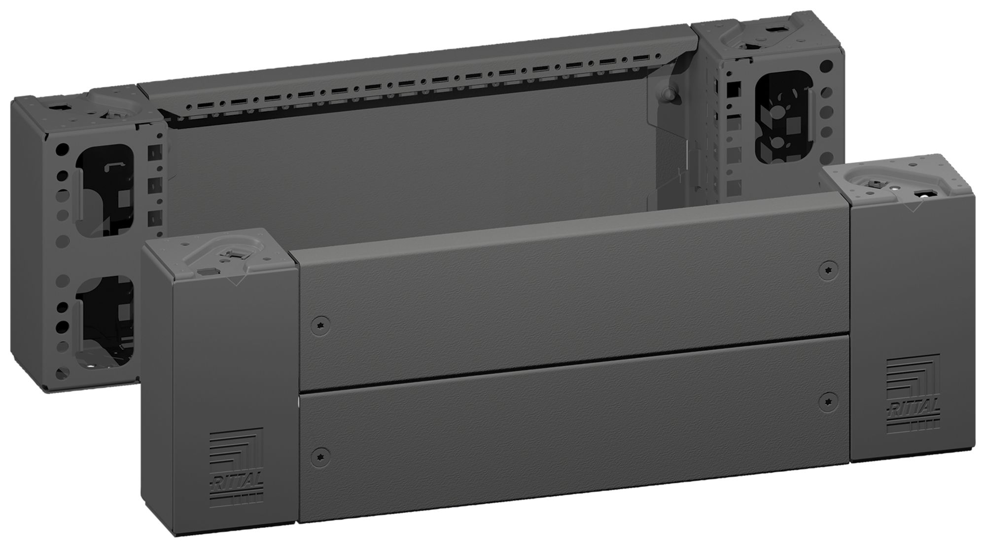 Cache-socle Rittal VX 8660.022 600×200mm face/revers noir acier 2pcs