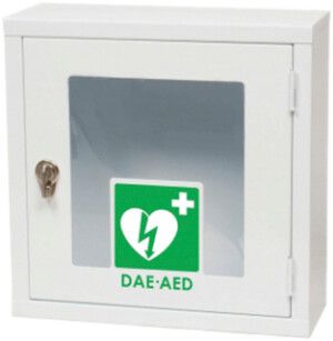 Wandgehäuse zu Defibrillator SAVER ONE, IP20, mit akustischem Alarm, weiss