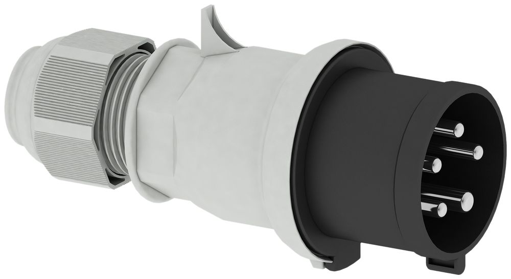 Stecker CEE Bals 5P 32A 500V 7h schwarz IP44 vernickelt Quick C.