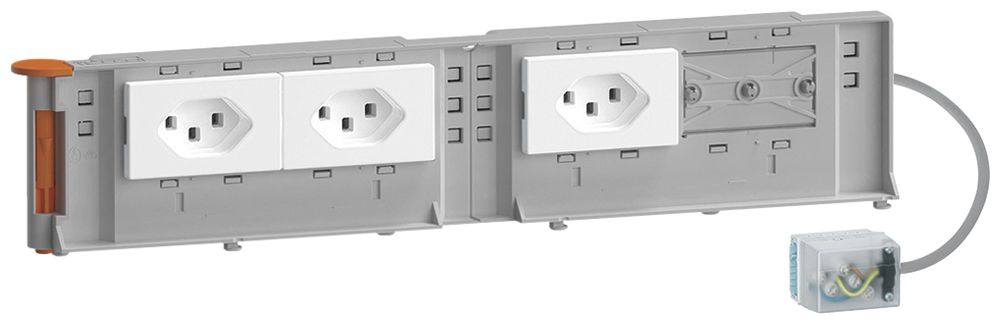 Geräteträger Hager BKG 3×Typ 23 16A 250V 80×342mm Ecobus weiss