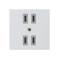 Prise de charge USB Hager kallysto 2×C-C 2×20W ou 4×10W 5V 60×60mm blanc