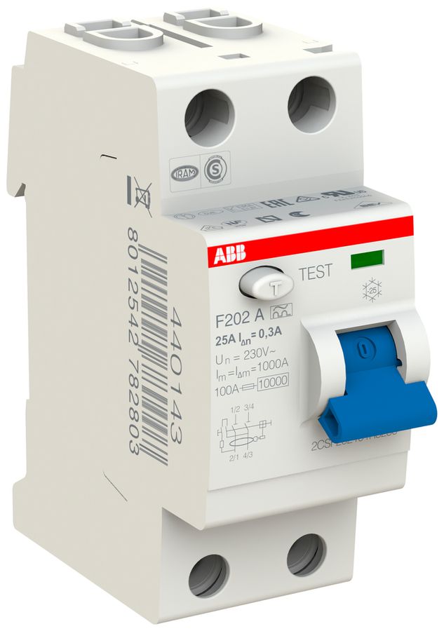 Fehlerstromschutzschalter ABB 300mA 25A 1P+N F202A-25/0.3
