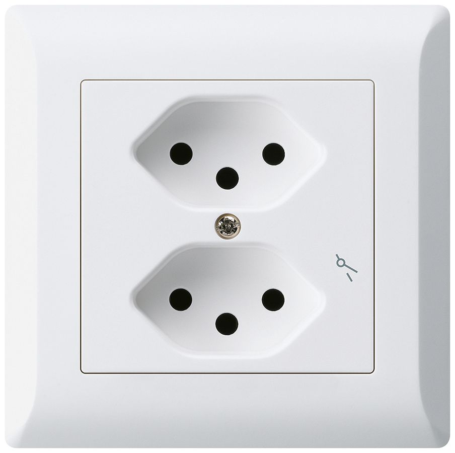 UP-Steckdose kallysto.line 2×T13/1 weiss mit Kinderschutz