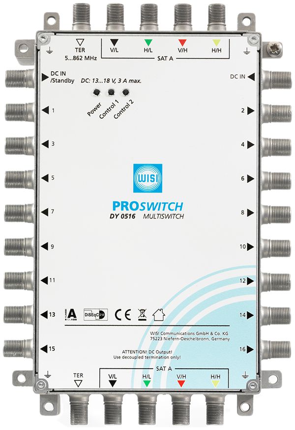 Multischalter DY0516 5 Eingänge, 16 Ausgänge Standalone und Kaskade