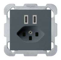 Prise de charge USB ENC Hager kallysto C-C 20W+T23 5V 77×77mm anthracite