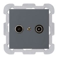 UP-Antennendose kallysto R/TV 14dB Durchgangsdose anthrazit Befestigungsplatte