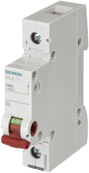 Interruttore AMD Siemens SENTRON 5TL1, 63A/250V 1L 1Ch, leva rosso, 1UM