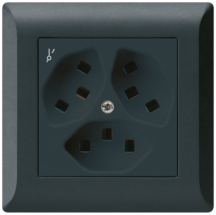 UP-Steckdose Hager kallysto.line 3×T23 1×S C schwarz