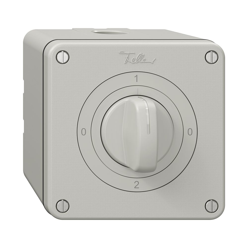 Interrupteur rotatif NAP NEVO, 2/3L, avec manette, KS, 0-1-0-2, gris clair