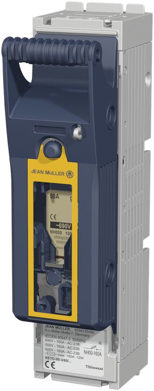Coupe-circuit sectionneur HPC Jean Müller KETO, 1P grd. 00 M8/2×M5 Ie 160 A