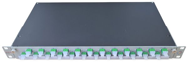 Spleissbox 19" Dätwyler OV-CH 24×LCD/PC OS2 versetzt 1HE Silber