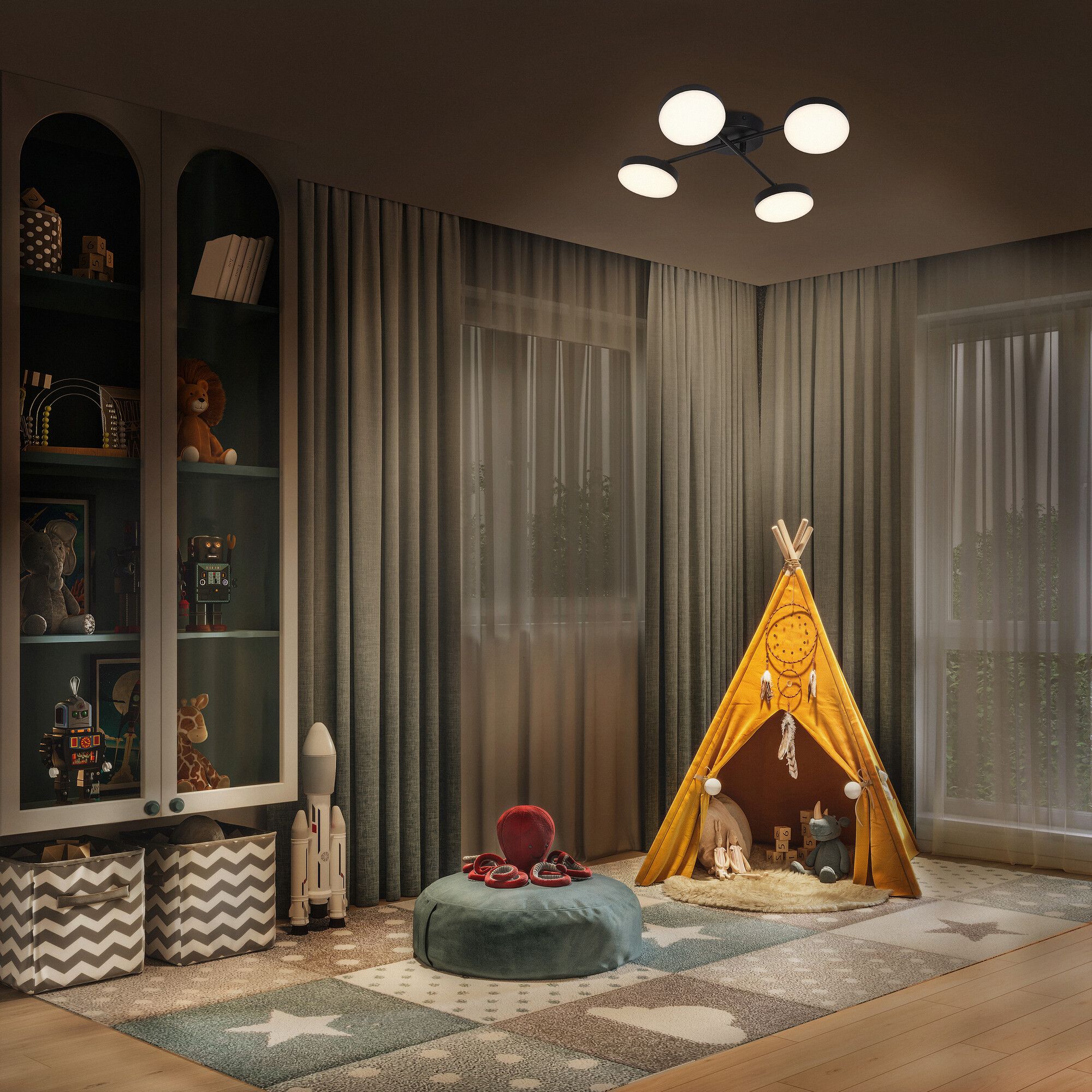 Spot LED LEDVANCE Decor Moon Cross 21W 1120lm 830 482×482×92mm nero 4×spot