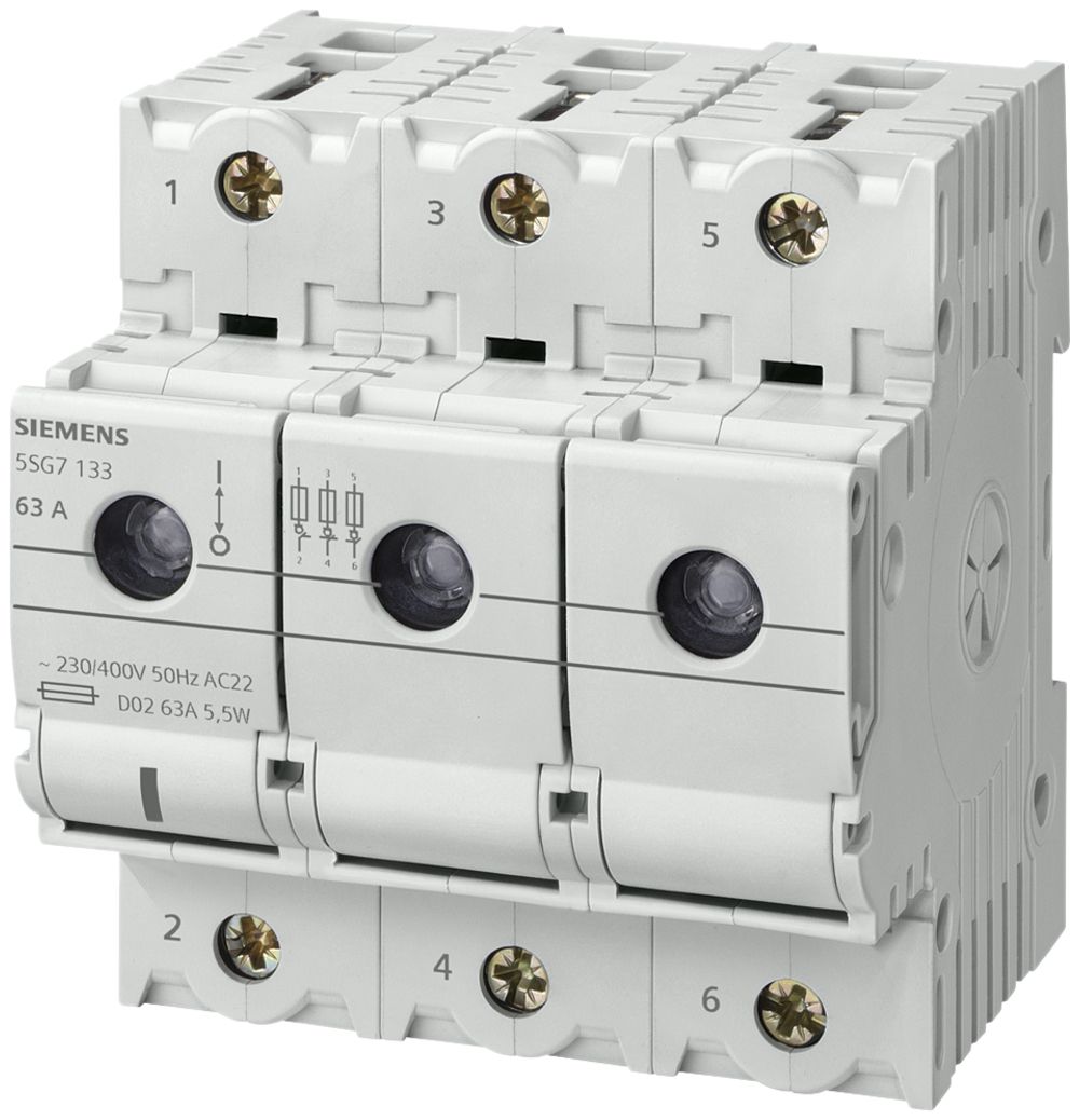 Lasttrennschalter Siemens MINIZED 5SG7 mit Sicherung D02 3LN 400V 63A 6TE