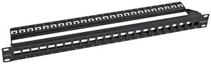 Patchpanel 19" ECOLAN 24-Port Keystone leer ungeschirmt 1HE, schwarz