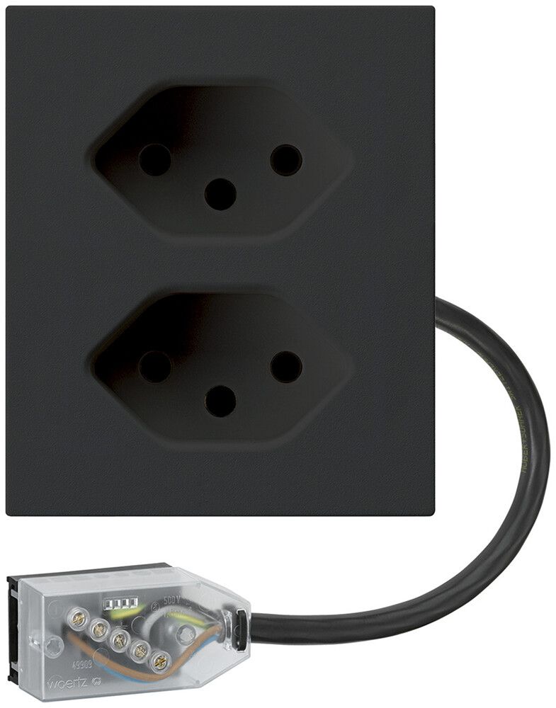 FLF-Steckdose Hager 2×Typ 13 mit Power-Dose L2 D schwarz