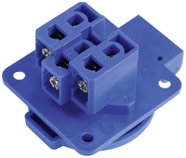 EB-Steckdose A. Steffen 1×T13 10A 250V 50×62×45mm mit Deckel blau