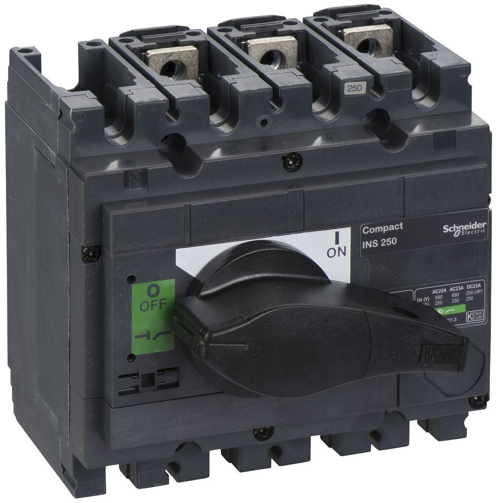 Interupteur de charge Schneider Electric INS 3L 250A avec poignée rotative noir