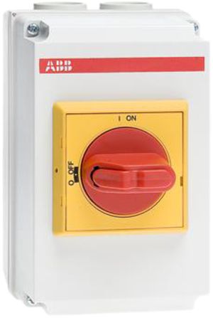 Interrupteur de sécurité DC AP ABB, 4P 25A 1000V plastique poignée rouge/jaune