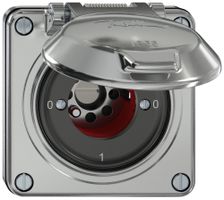 UP-Schlüsselschalter ELEMENT SNAPFIX® 2×1-polig Klappdeckel 16A 400V 0-1-0-1 alu