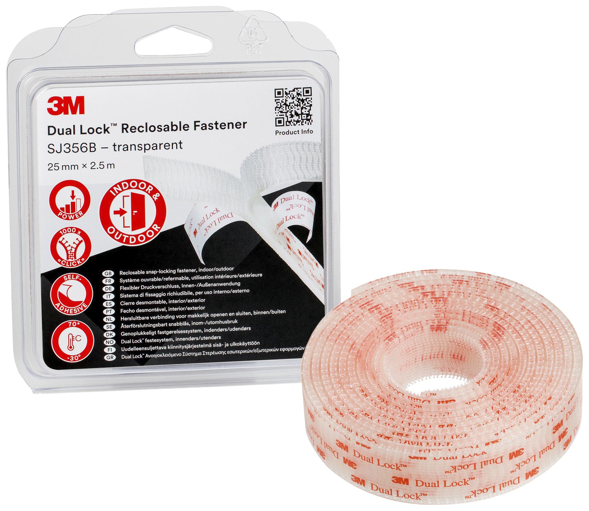 Nastro a strappo 3M Dual Lock SJ356 25mm×2.5m×5.7mm 40 teste/cm² tr