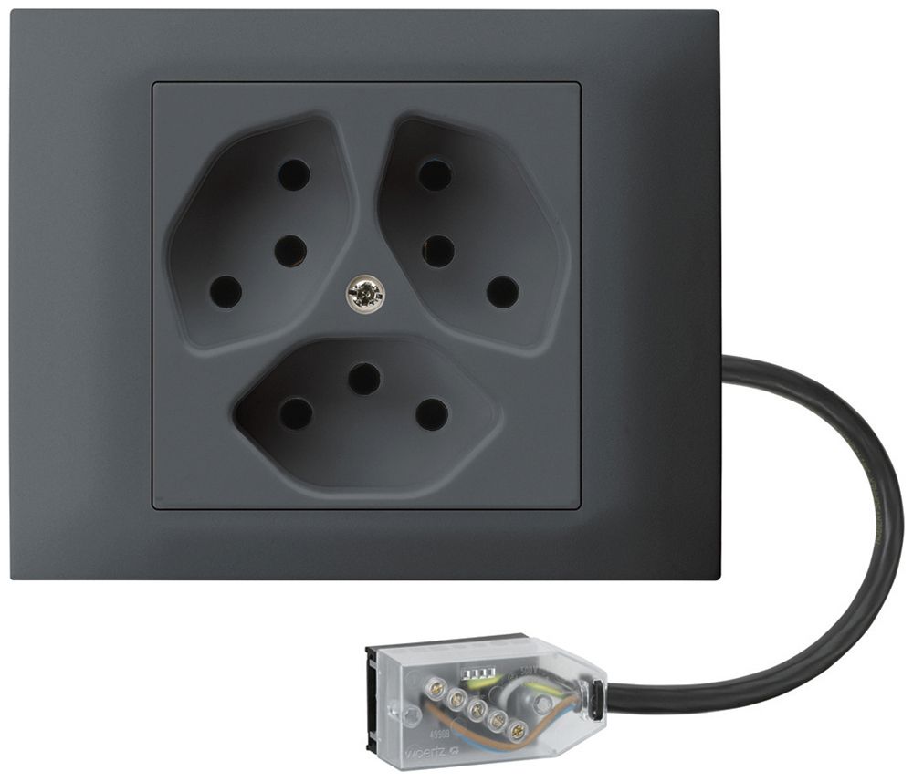 EB-Steckdose kallysto 3×T13 L2, anthrazit, für Flachkabel Technofil