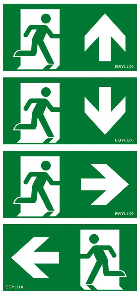 Set di pittogrammi ESYLUX SLB 21m freccia d/s/b/a 230×120mm