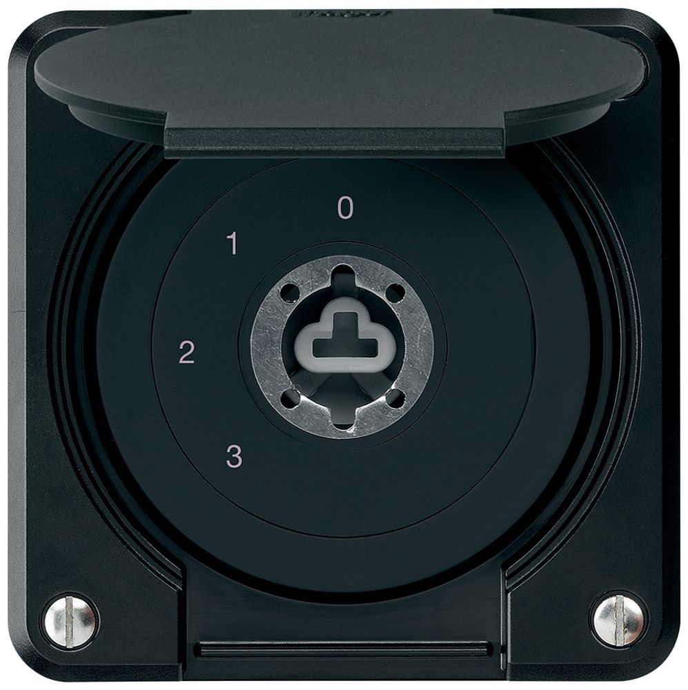 Interrupteur à clé ENC robusto IP55 avec clapet sans cylindre S5/1P noir p.combi