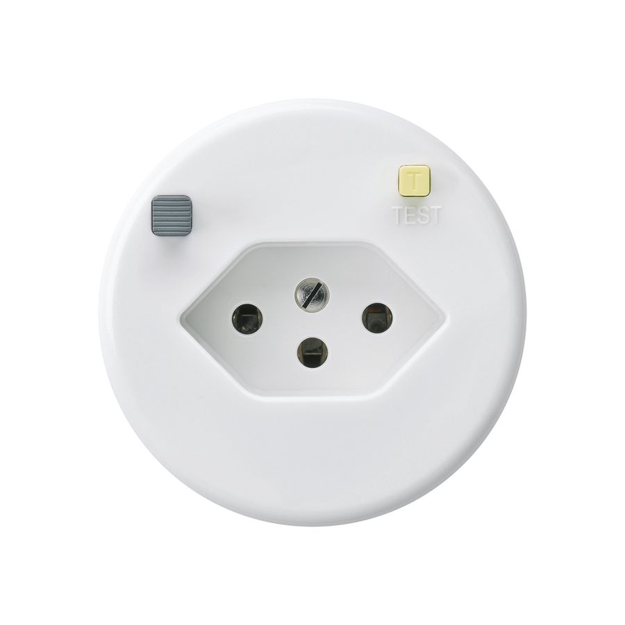 Steckdose basico A T13 FI 30mA weiss, mit Shutter