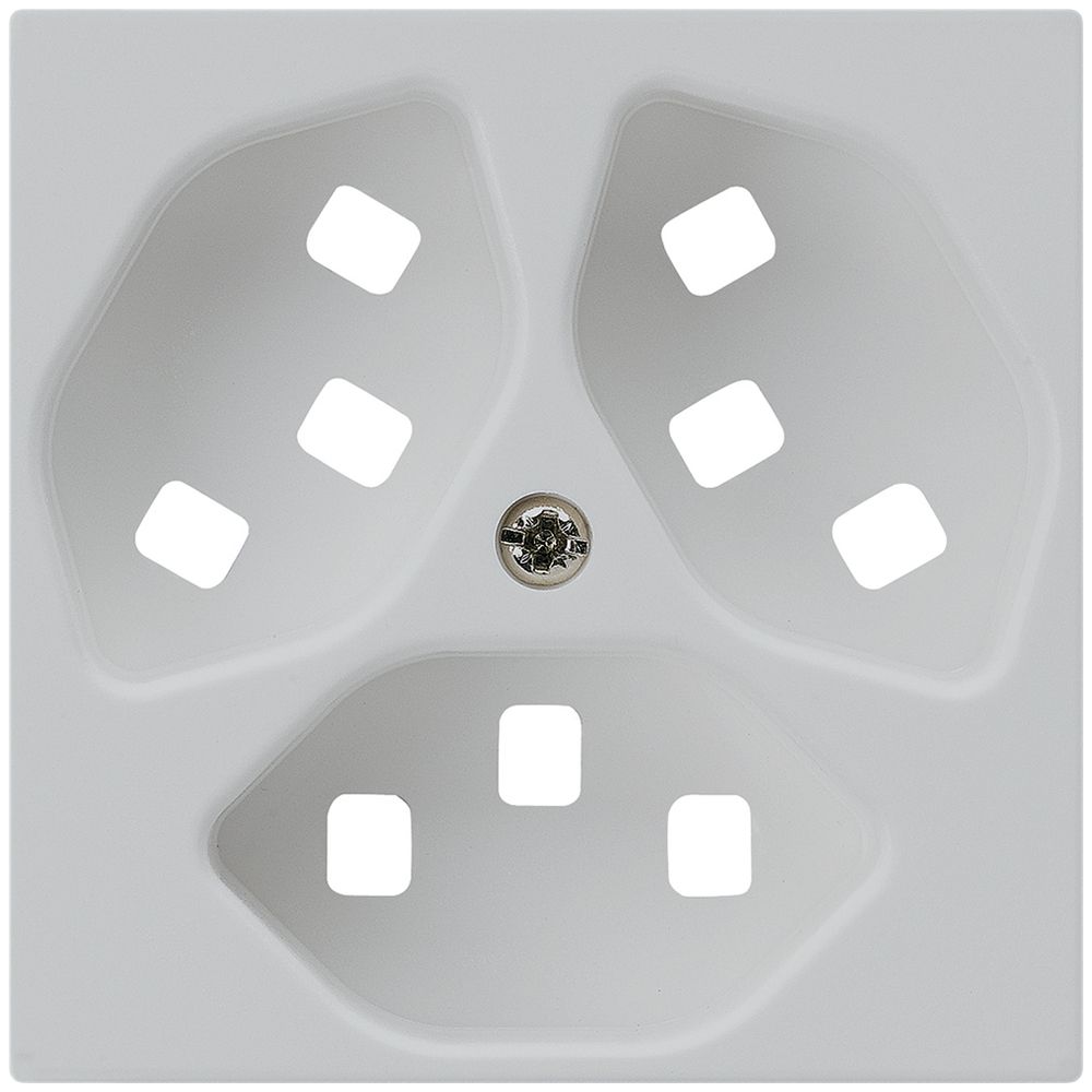 Frontplatte zu Steckdose Hager kallysto 3×T23 H lichtgrau