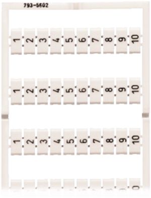 Bezeichnungskarte WAGO 1…10 weiss