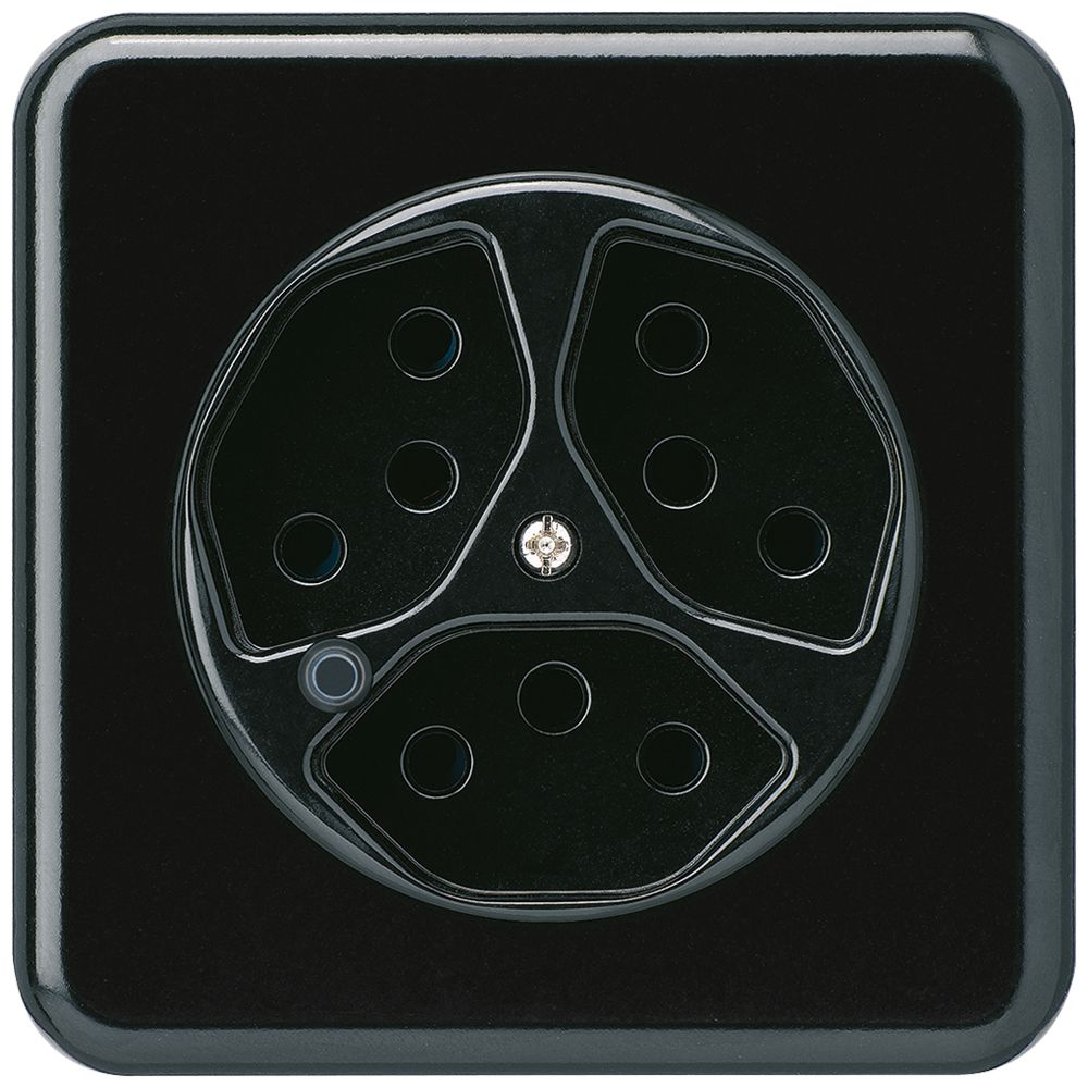 UP-Steckdose Hager basico 3×Typ 13 beleuchtet C schwarz