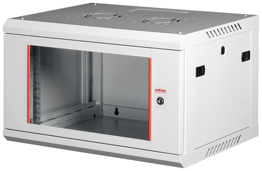 Wandgehäuse 19" ROLINE Basic Plus 600×379×450mm 6HE 1×Tür Stahl grau