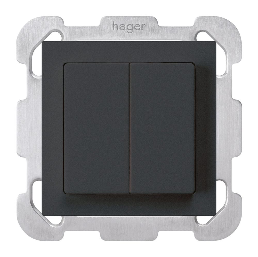 UP-Schalter kallysto 3/1P+AR/1 schwarz mit Befestigungsplatte