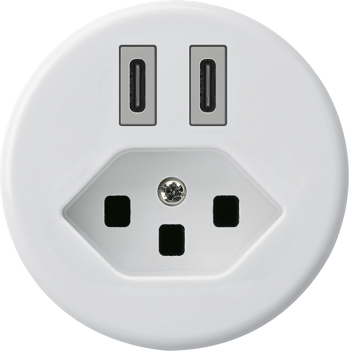 Prise de charge USB Hager basico C-C 20W+T23 5V blanc