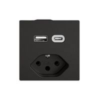 USB-Ladesteckdose EDIZIO.liv SNAPFIX® USB A+C/T13 3A 230VAC sz