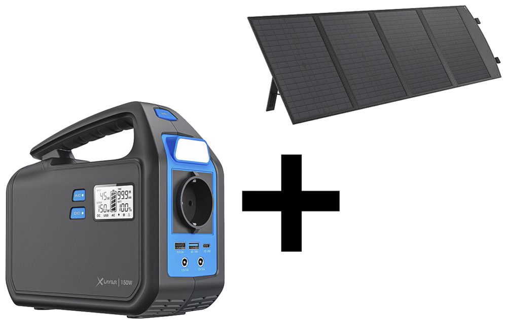 Kit station électrique XLayer Mobile 42000mAh 230VAC/≤150W + module PV 80W 18VDC