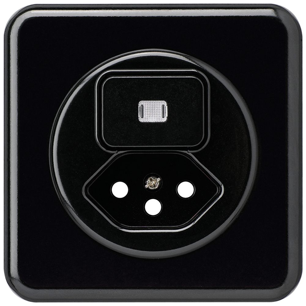 UP-Frontset basico 86×86mm schwarz mit Linse und Kinderschutz f.S3/Typ 13