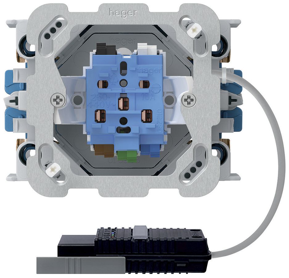 EB-Steckdose 1×T15/25 Hager Rundkabel mit EB-Dose G3
