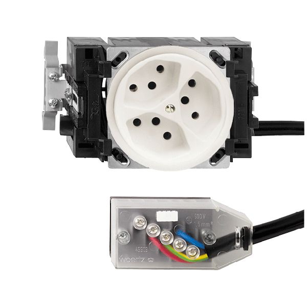 EB-Steckdose FH 3×T13 weiss 49…69mm Snap für Flachkabel Technofil