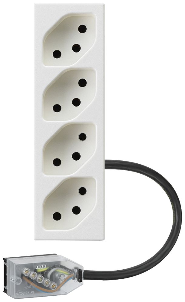 Prise INC FLF 4×type 13 L2 blanc pour câble plat Technofil