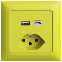 UP-Steckdose USB Typ A+C + Typ 13 Feller EDIZIOdue FMI 230V 3000mA lemon