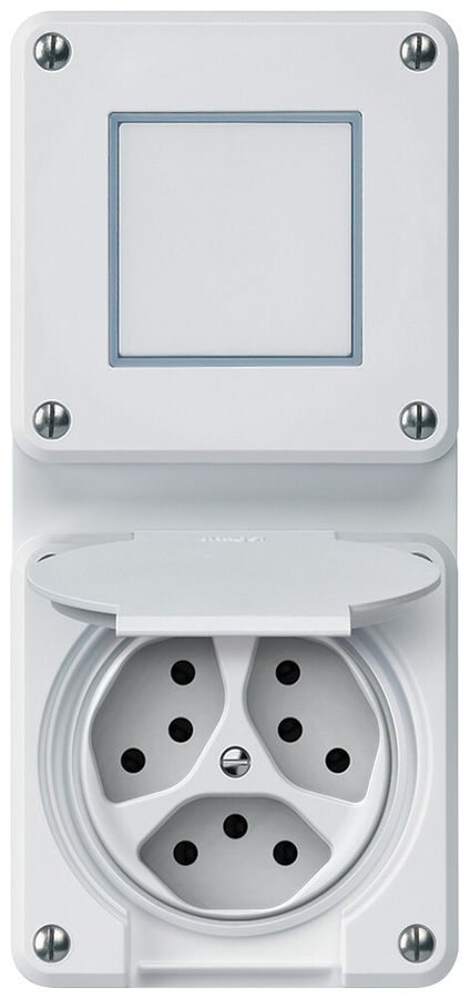 UP-Kombination robusto Wechselschalter Steckdose 3×T13 86×146mm weiss