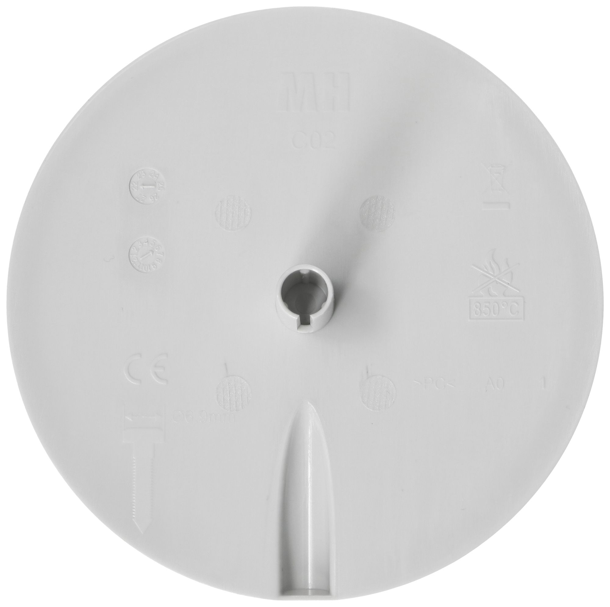 Deckenrosette MH Federbügel+Einführung steckbar Ø98×9mm lichtgrau