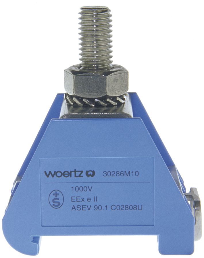 Morsetto di passaggio componibile WZ 150mm² 285A 750V bullone 1×1 DIN 35mm bl
