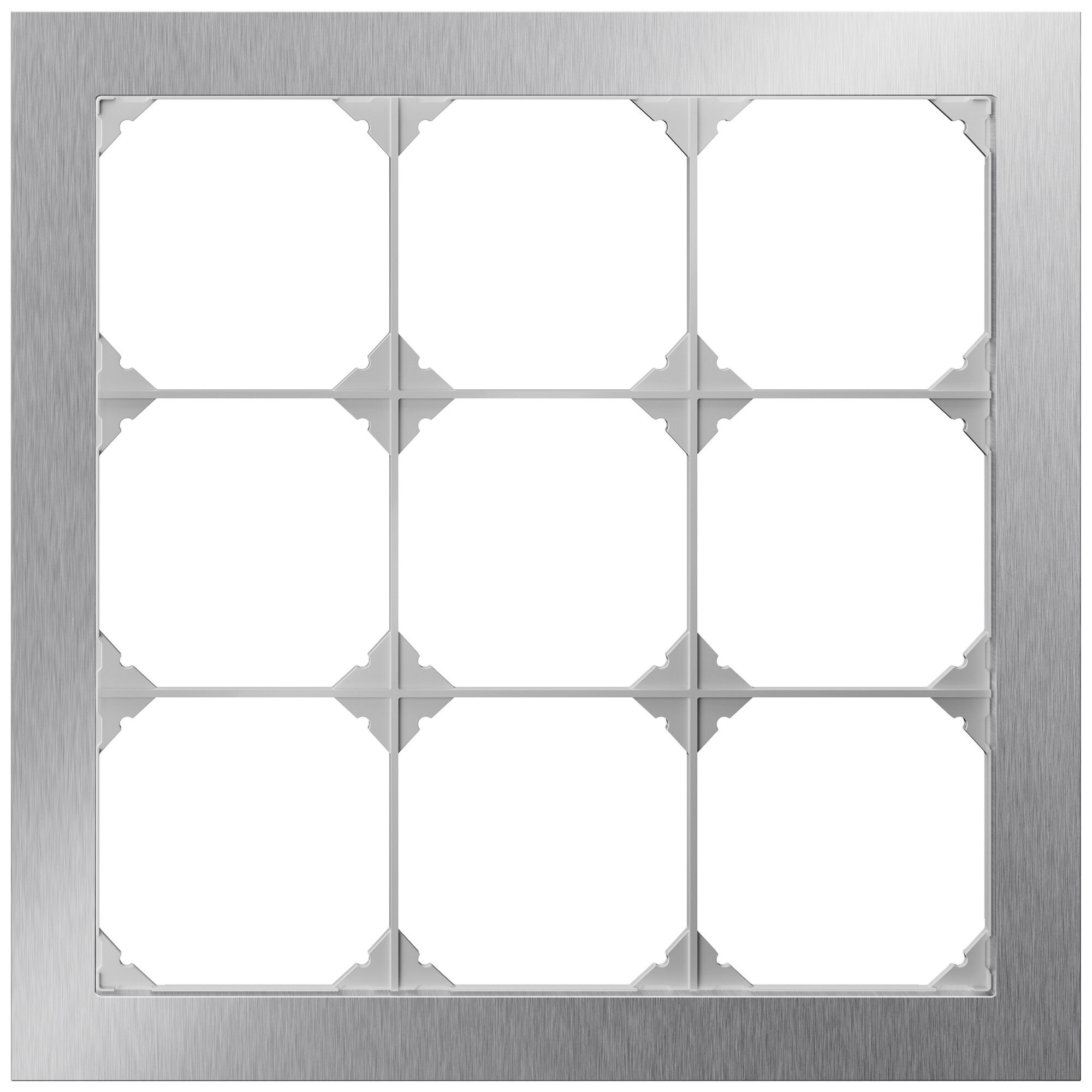 UP-Abdeckrahmen EDIZIO.liv prestige SNAPFIX® 3×3 214×214mm Edelstahl Cr