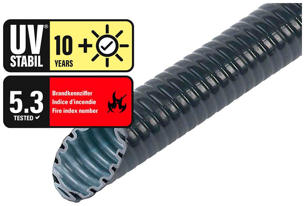 KRGK-Rohr Plica PE-UV M50 biegsam PVC -15…60°C schwarz