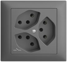 EB-Steckdose EDIZIOdue 3×T13 1×S dunkelgrau