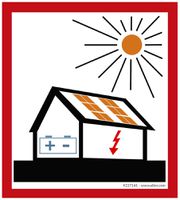 Warnaufkleber ELBRO Photovoltaik mit Batterie 90×100mm rot