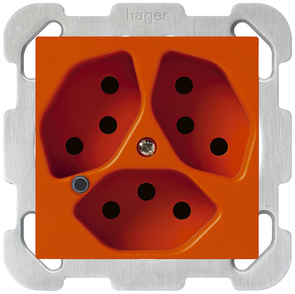 Presa INC Hager kallysto 3×T13 illuminato B arancione