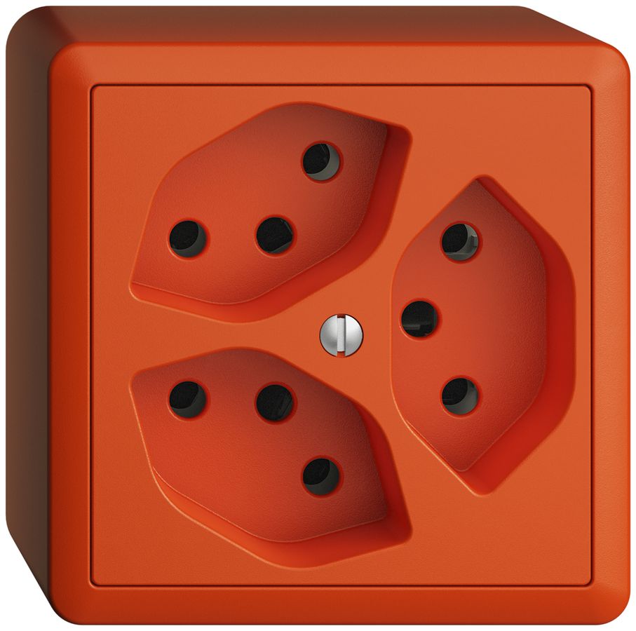 AP-Steckdose EDIZIOdue 3×T13 orange mit Shutter